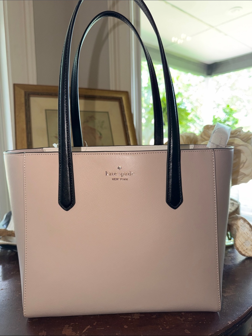 kate spade Pink Tote with Black Handles